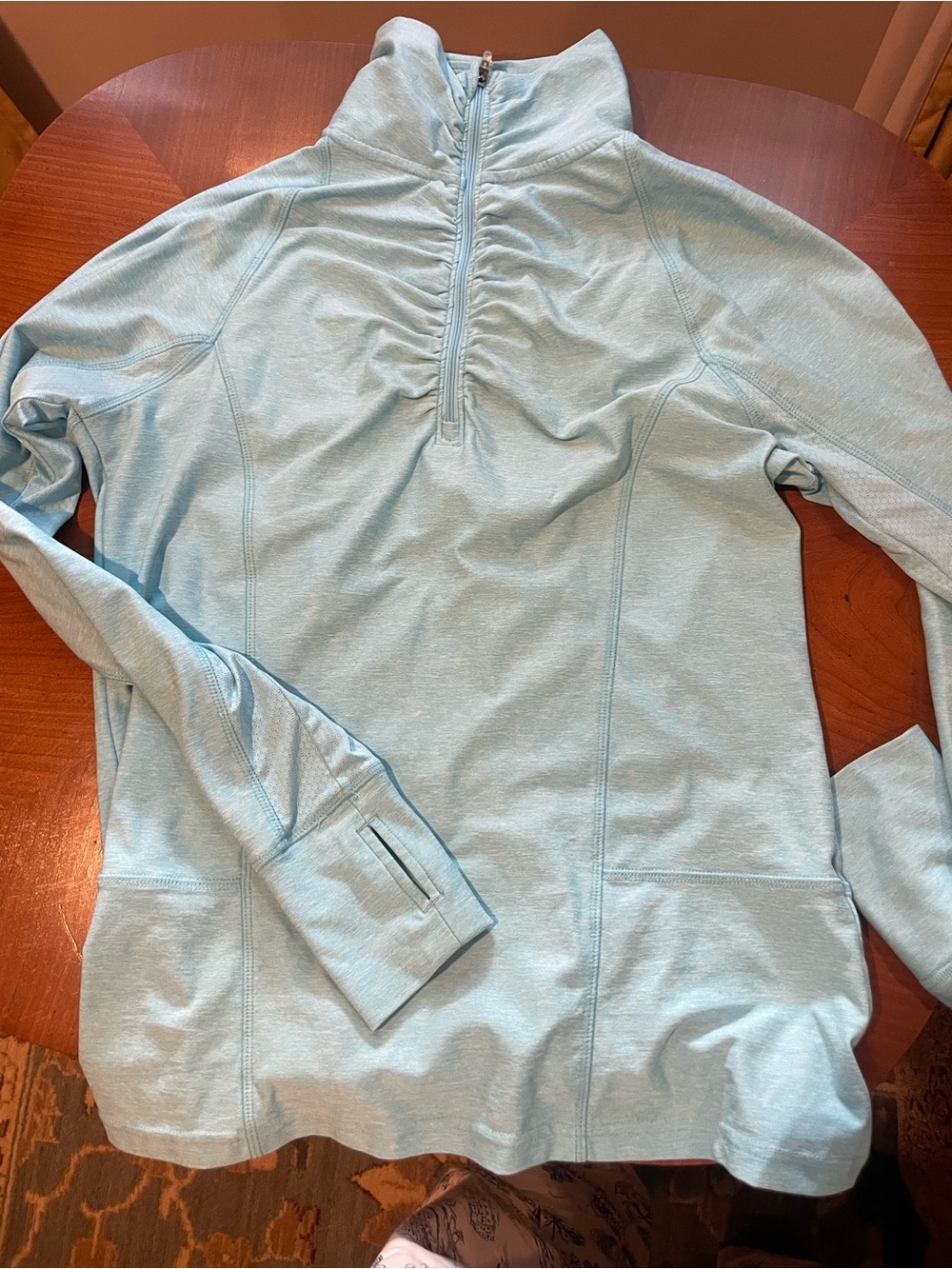 Stylish Champion Light Blue Quarter-Zip Cowl Pullover
